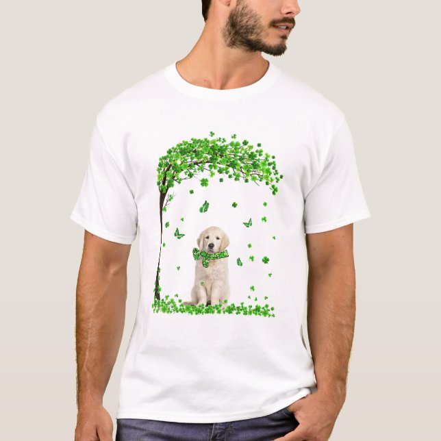 Golden Retriever St Patricks Day Lover Irish Shamr T-Shirt (Vorderseite)
