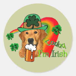 Golden Retriever St. Patrick's Day Runder Aufkleber