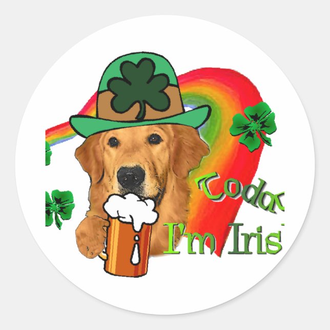 Golden Retriever St Patricks Day Runder Aufkleber (Vorderseite)
