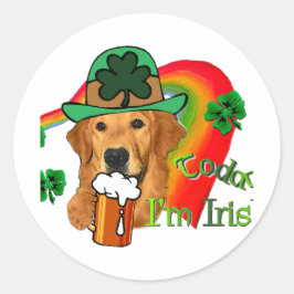 Golden Retriever St Patricks Day Runder Aufkleber
