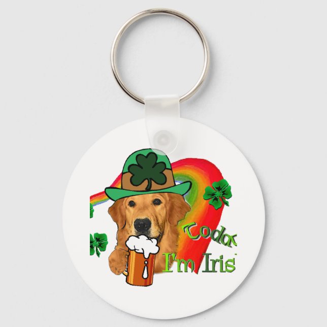 Golden Retriever St Patricks Day Schlüsselanhänger (Vorderseite)