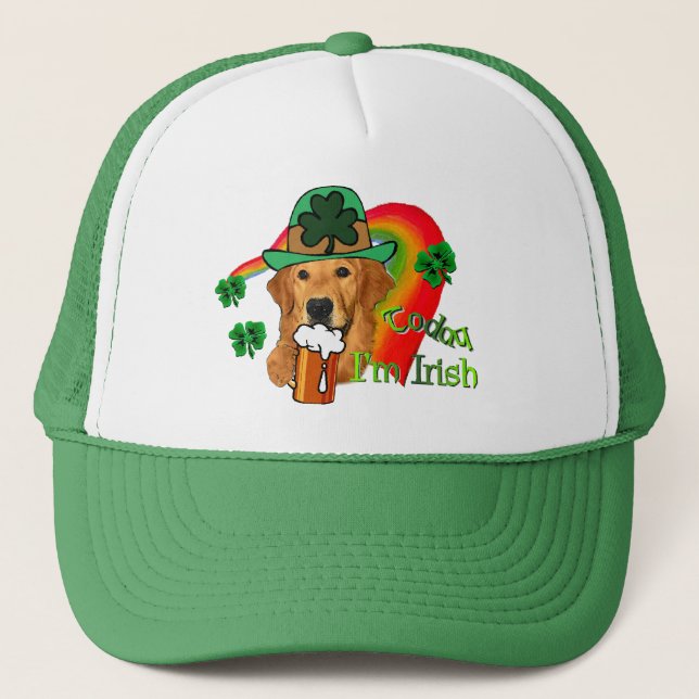 Golden Retriever St Patricks Day Truckerkappe (Vorderseite)