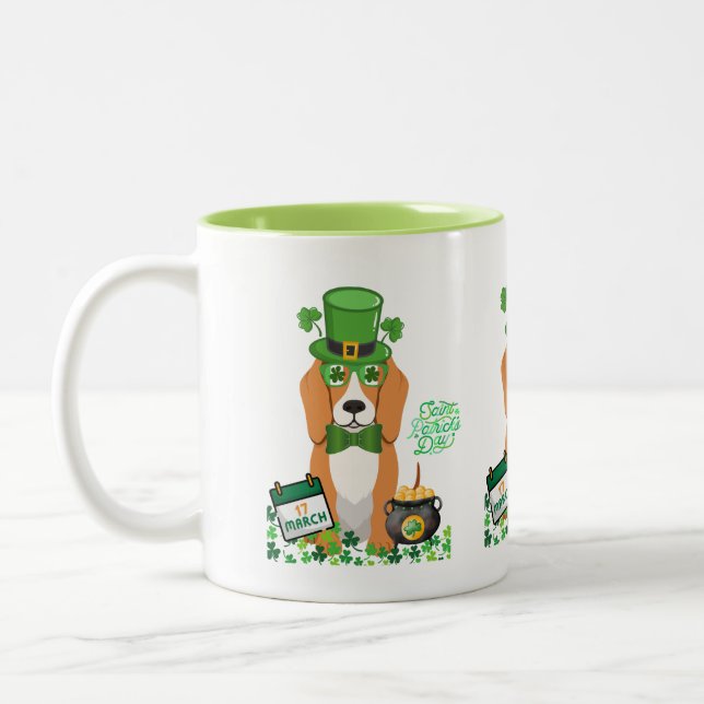 Golden Retriever St Patricks Day Zweifarbige Tasse (Links)