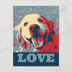 Golden Retriever Stilisierte Liebe Postkarte