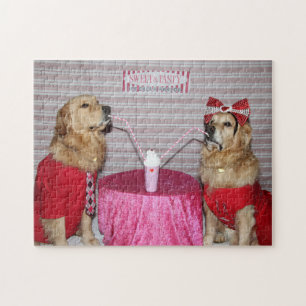 Golden Retriever Strawberry Milkshake Puzzle
