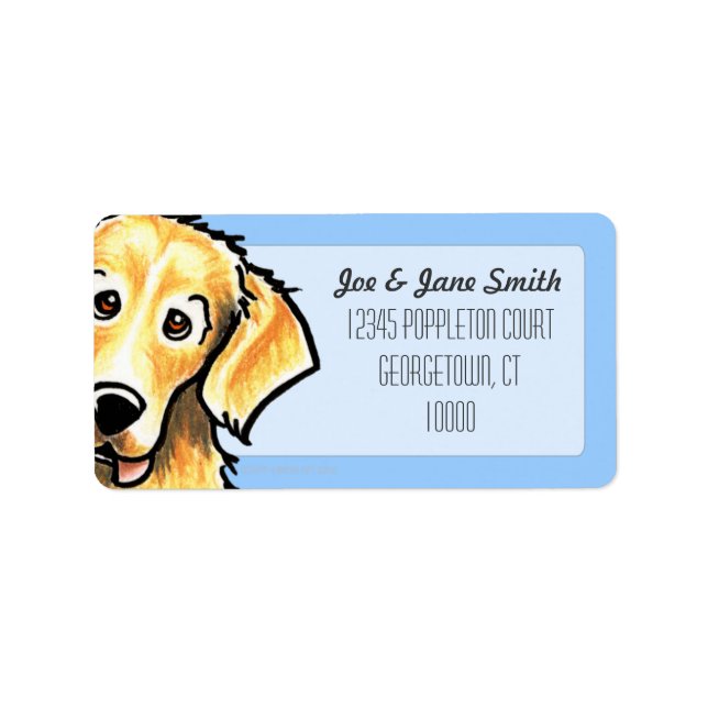 Golden Retriever Studio Sky Blue Adressaufkleber (Vorne)