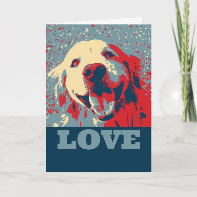 Golden Retriever Stylisierte Valentinstag Liebe Feiertagskarte (Vorderseite)