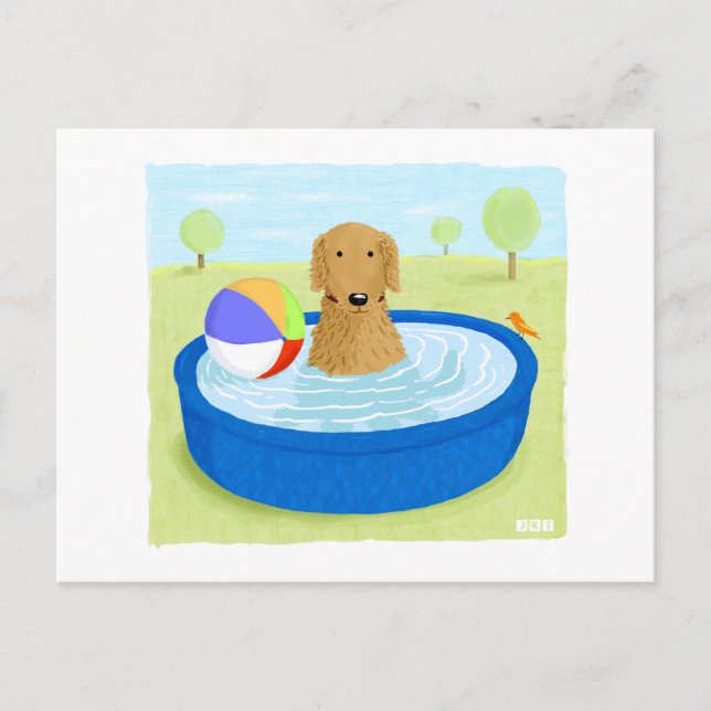 Golden Retriever "Summertime" Postkarte (Vorderseite)