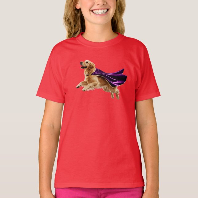 Golden Retriever Superhero Kid's T - Shirt (Vorderseite)