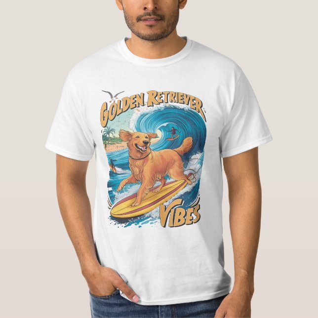 Golden Retriever Surfparadies T-Shirt (Vorderseite)