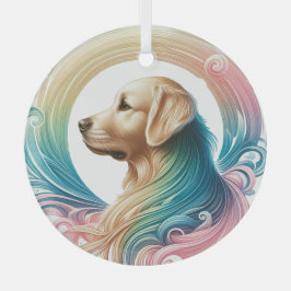 Golden Retriever Swirl Glas Circle Ornament