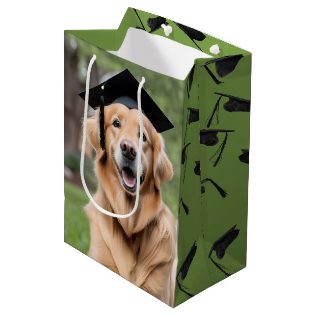 Golden Retriever Trading Graduation Cap Mittlere Geschenktüte (Vorderseite Schrägansicht)