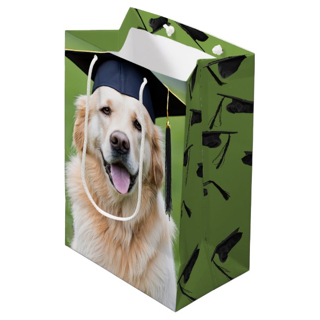 Golden Retriever Trading Graduation Cap Mittlere Geschenktüte (Vorderseite Schrägansicht)