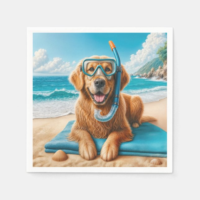 Golden Retriever Tragegerät Scuba Diving Gear Serviette (Vorderseite)