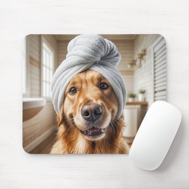 Golden Retriever Tragen ein Handtuch Turban Mousepad (Mit Mouse)