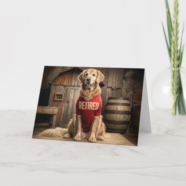 Golden Retriever Tragen ein rotes, müdes Shirt Karte (Vorderseite)
