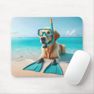Golden Retriever Tragen von Schnorchel und Flossen Mousepad