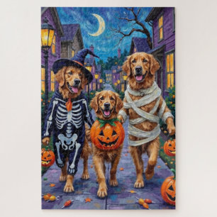 Golden Retriever Trick-or-Treating Halloween Puzzle