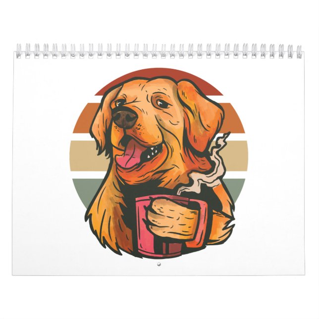 Golden Retriever trinkt Kaffee T - Shirt Kalender (Titelbild)