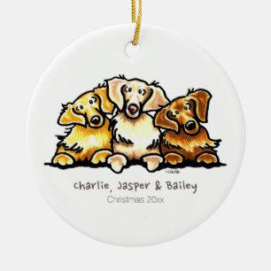Golden Retriever Trio Personalisiert Keramikornament