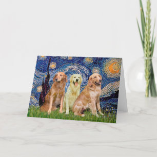 Golden Retriever Trio - Starry Night Karte