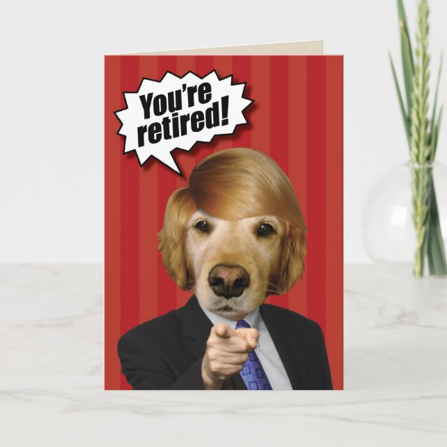 Golden Retriever Trump-Look-Alike Retirement Card Karte (Vorderseite)