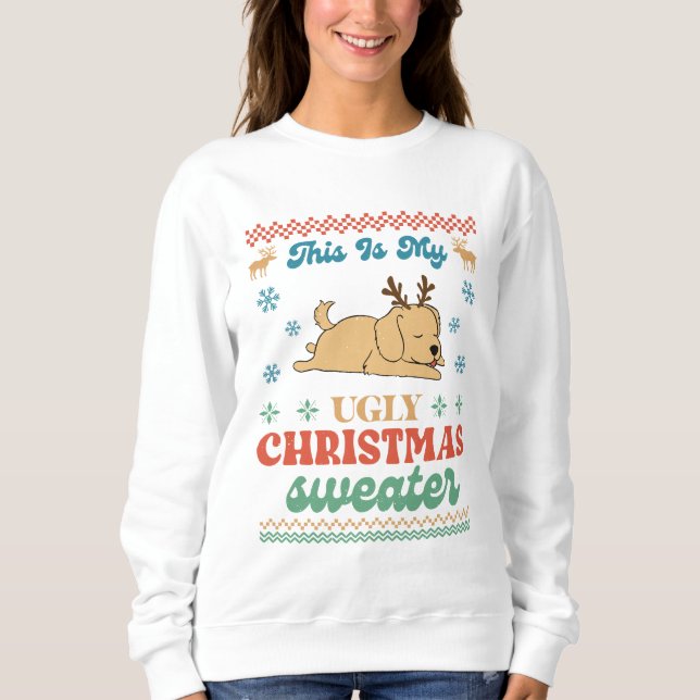 Golden Retriever Ugly Weihnachtspulli Sweatshirt (Vorderseite)