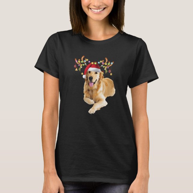 Golden Retriever Ugly Xmas Sweater Antlers Dog T-Shirt (Vorderseite)
