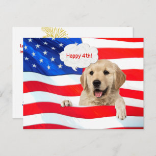 Golden Retriever und American Flag Vielen Dank Postkarte
