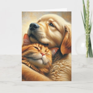 Golden Retriever und Cat 47. Geburtstag Karte