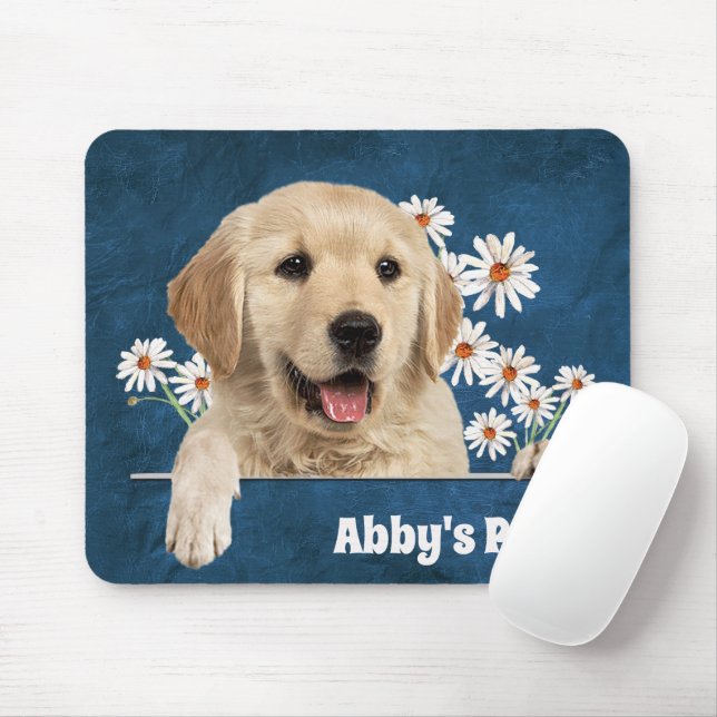 Golden Retriever und Daisies on Leather Mousepad (Mit Mouse)