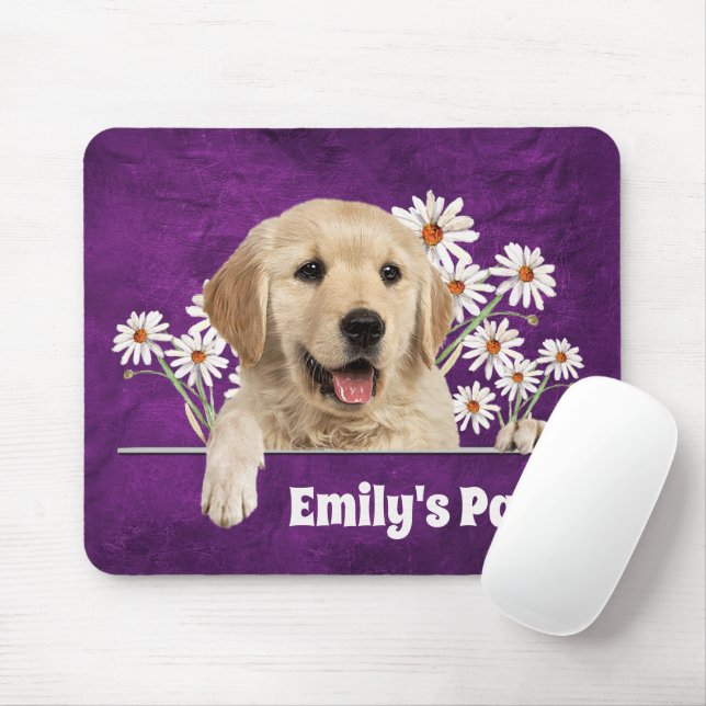 Golden Retriever und Daisies on Leather Mousepad (Mit Mouse)