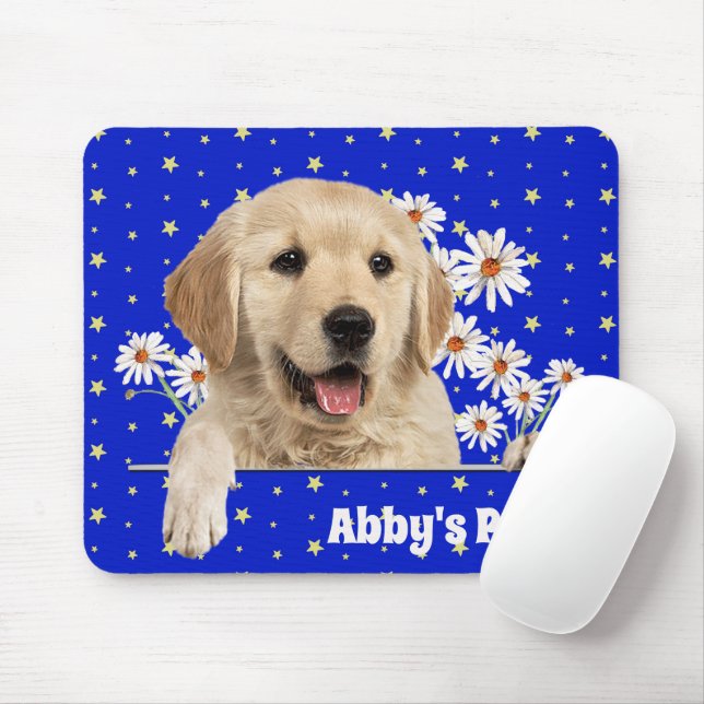 Golden Retriever und Daisies on Stars Mousepad (Mit Mouse)