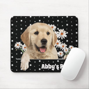 Golden Retriever und Daisies on Stars Mousepad
