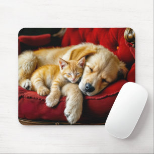 Golden Retriever und Gold Kitten Schlafen Mousepad