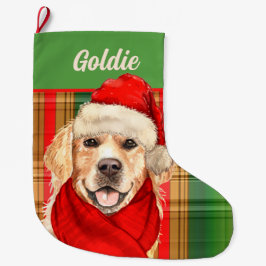 Golden Retriever und Kariert mit Hundenname Großer Weihnachtsstrumpf
