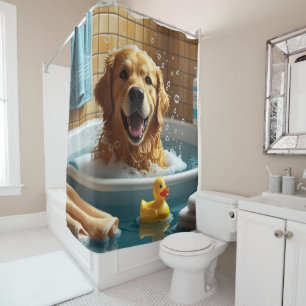 Golden Retriever Unordentlich Schlafend Süß Lustig Duschvorhang