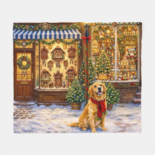 Golden Retriever Urlaub  Fleecedecke (Vorderseite (Horizontal))