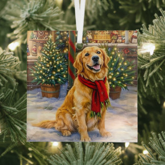 Golden Retriever Urlaub  Ornament Aus Glas