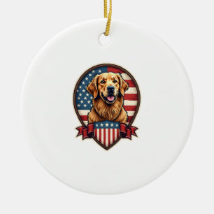 Golden Retriever USA Stolz Vintage Hund Shirt Keramik Ornament