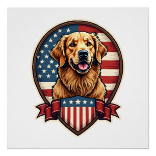 Golden Retriever USA Stolz Vintage Hund Shirt Poster