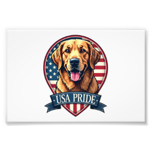 Golden Retriever USA Stolz Vintage Hund Tee 4 Fotodruck