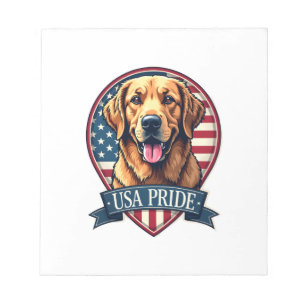 Golden Retriever USA Stolz Vintage Hund Tee 4 Notizblock
