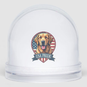 Golden Retriever USA Stolz Vintage Hund Tee 4 Schneekugeln