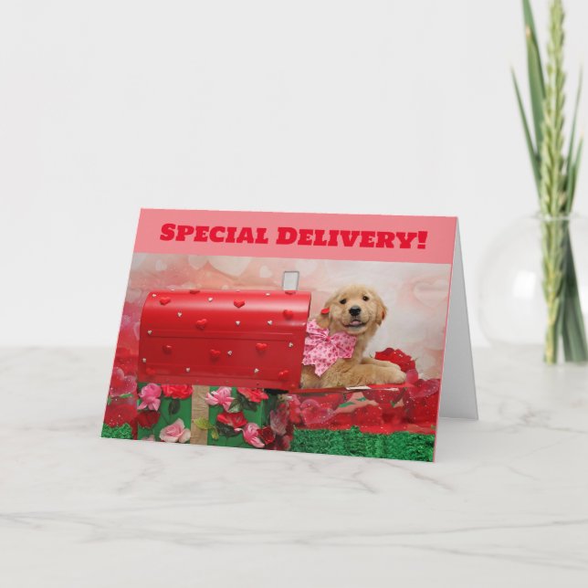 Golden Retriever Valentine Mailbox Feiertagskarte (Vorderseite)