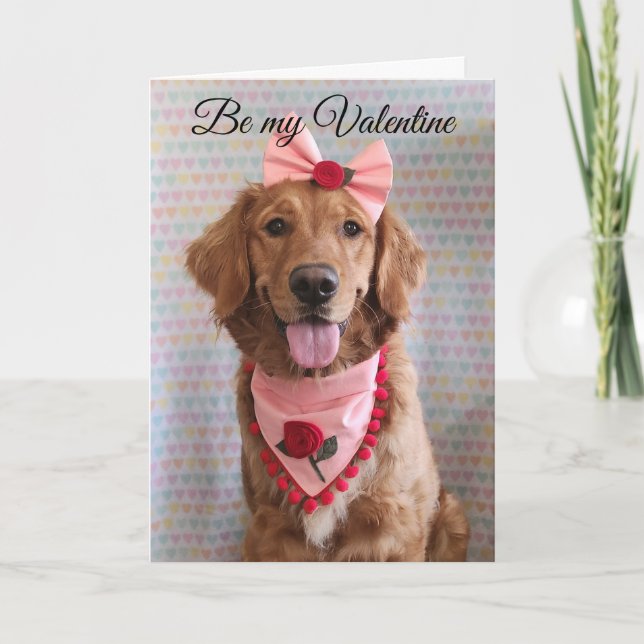 Golden Retriever Valentine's Day greeting card Dankeskarte (Vorderseite)