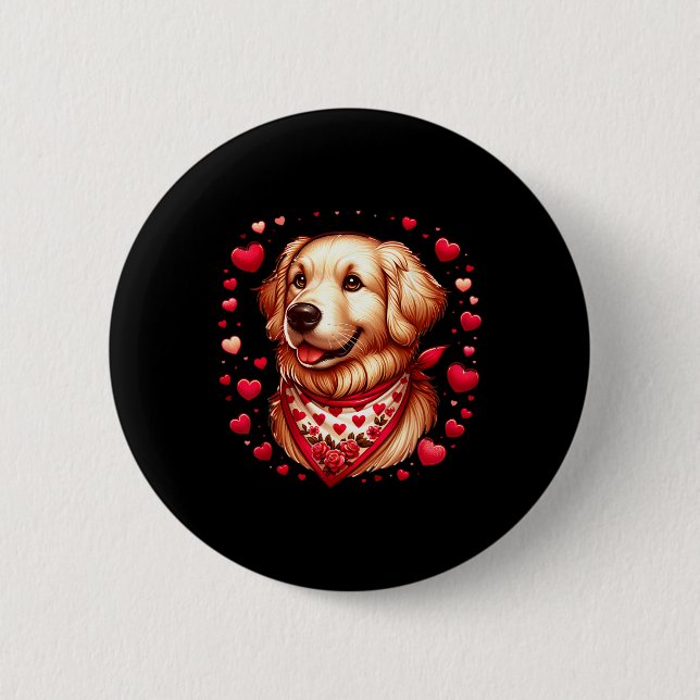 Golden Retriever Valentinsherzen Hund  Button (Vorderseite)