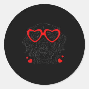 Golden Retriever Valentinstag, Herzbrille Hund Runder Aufkleber