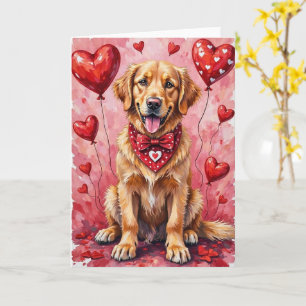 Golden Retriever Valentinstag Hund mit Herzen Karte