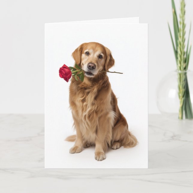 Golden Retriever Valentinstag Karte (Vorderseite)